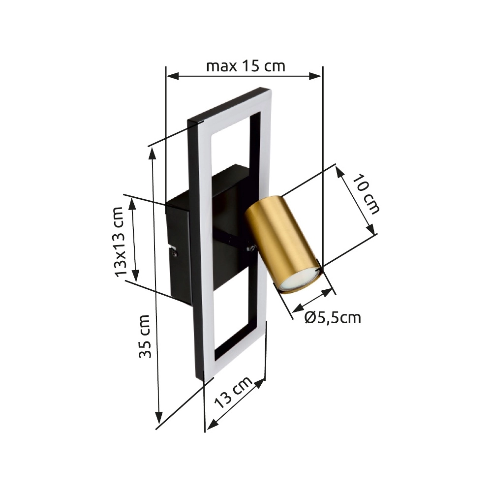 Design-Wandlampe Marrie Schwarz mit Gold Globo 9007371432172