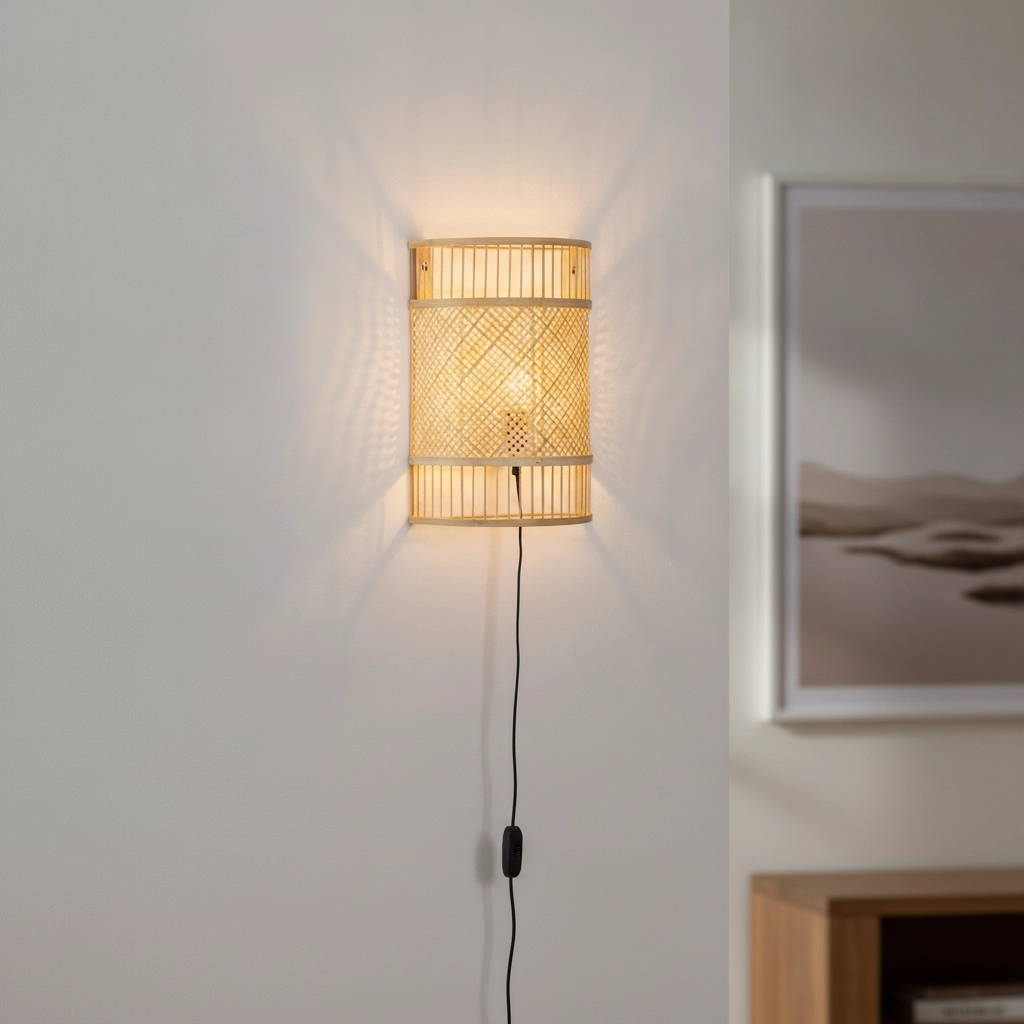 Wandleuchte aus Bambus Pale mit Kabel