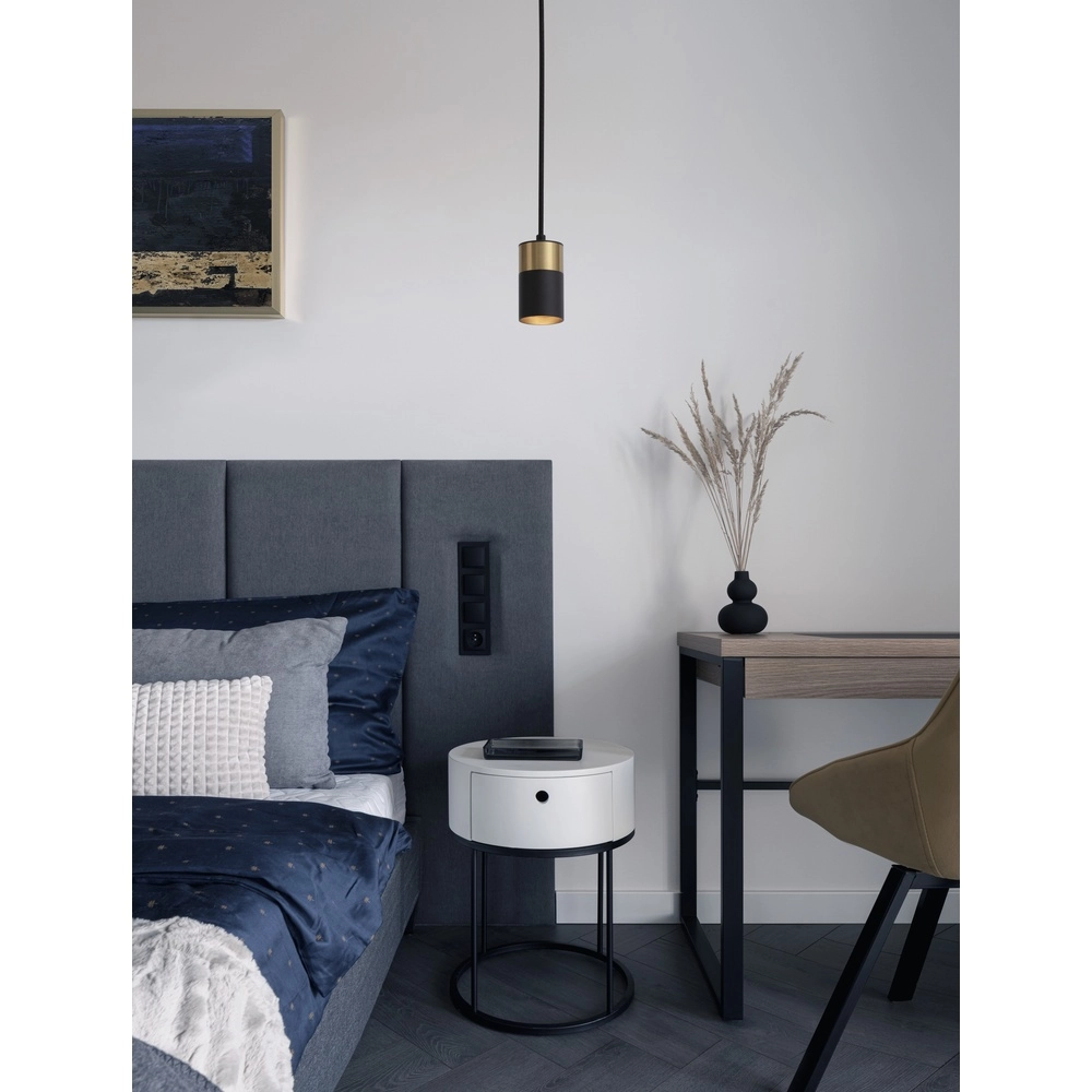 Pendelleuchte Pongo S Single 9,5cm gold mit schwarz Lyora 5212017430335
