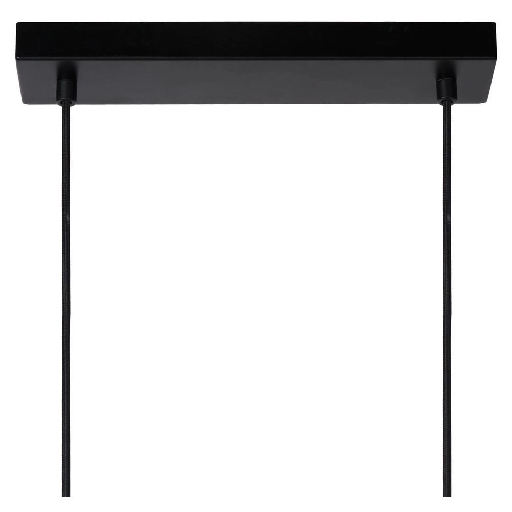 4-Licht Pendellampe Baskett Schwarz mit Holz Lucide 5411212450531