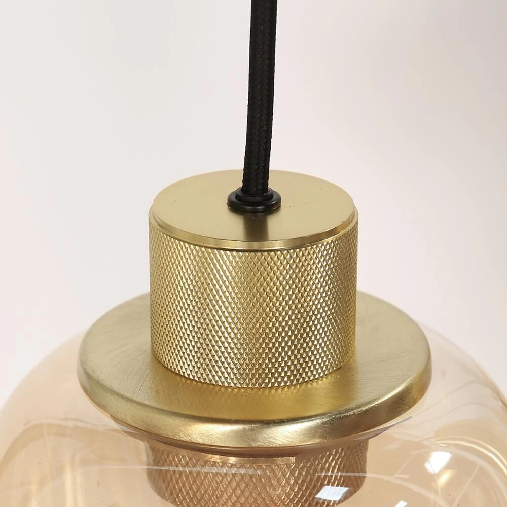 Esstisch-Hängelampe Reflexion Gold mit bernsteinfarbenem Glas Steinhauer 8712746172966