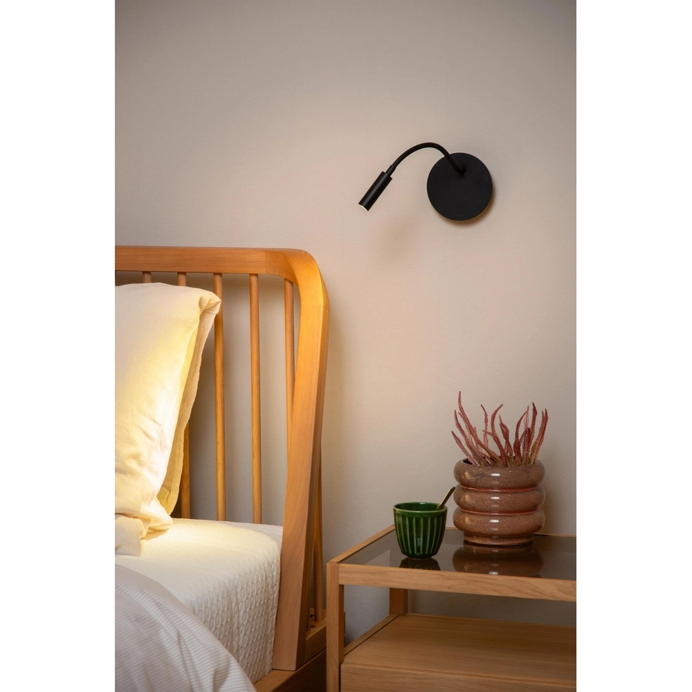 Wiederaufladbare Wandlampe Jolijn Nachttischlampe schwarz Lucide 5411212771384