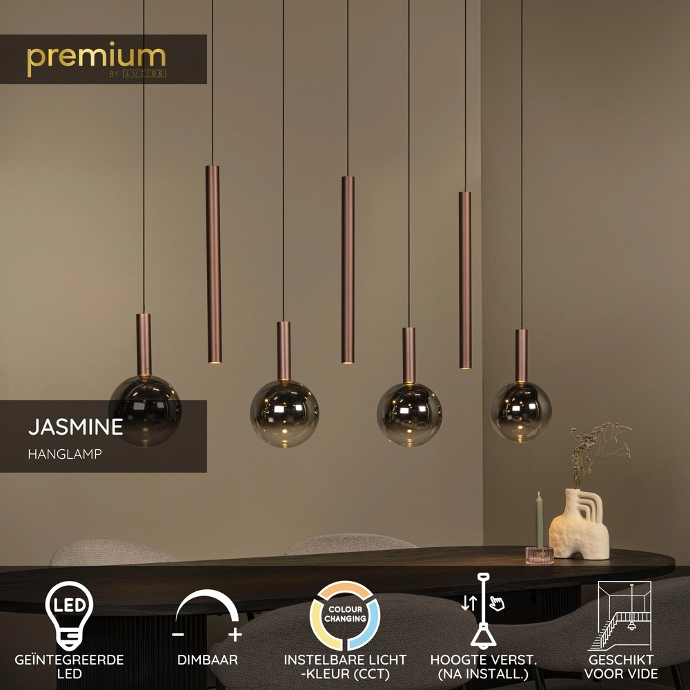 Design-Pendellampe Jasmine Kupfer-7-Lampen Premium by Lucide 5411212741295