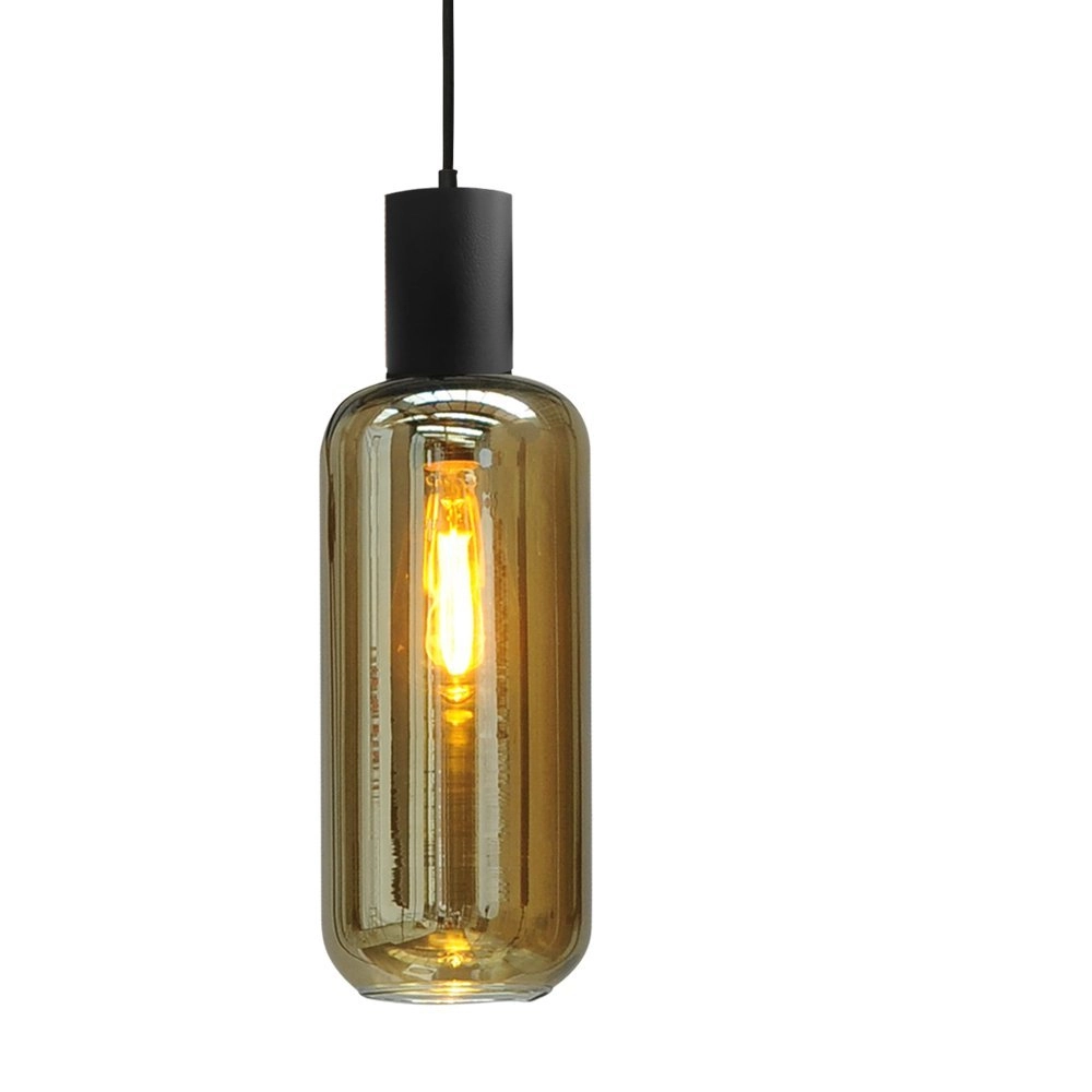 Schwarze Esszimmer-Hängelampe Bounty 5-flammiges zylindrisches Glas Masterlight 8718121248486