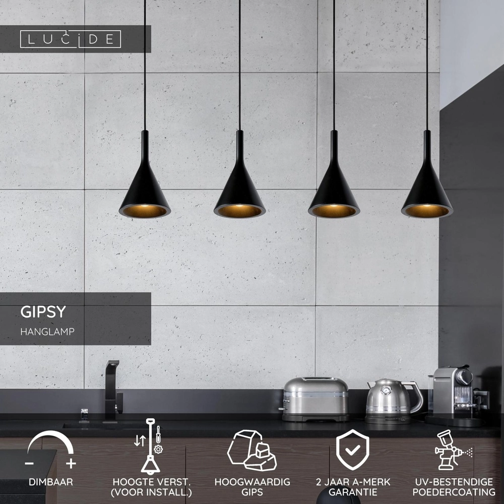 Design-Pendellampe Gipsy 4-Licht weiß Lucide 5411212351616