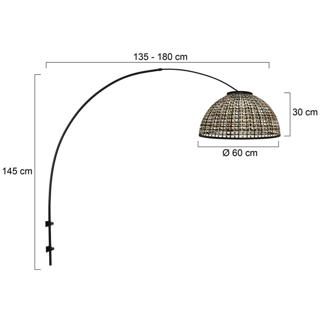 Schwarze Wandlampe Nox Light mit Bambusschatten Ø60 cm Steinhauer 8712746182019