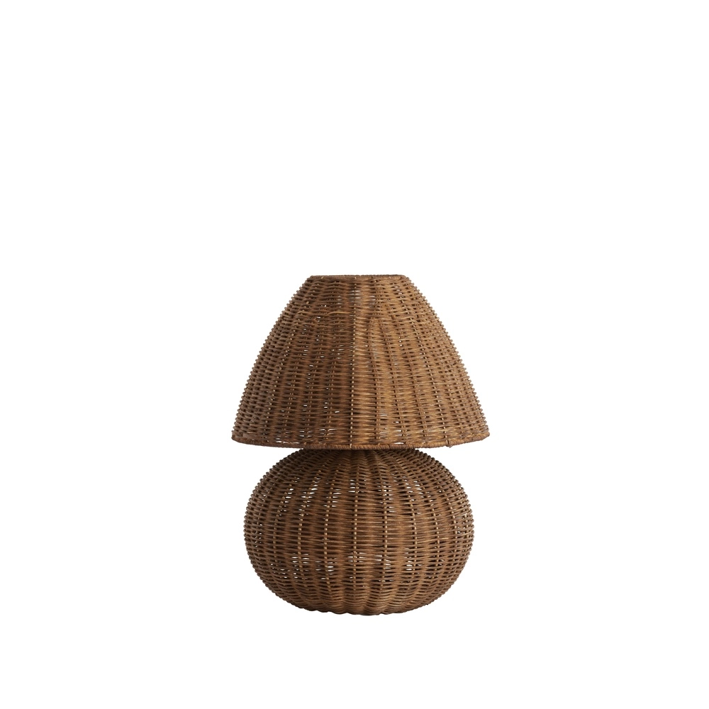 Rattan-Tischlampe Mavon Ø 27,5 cm – dunkles Rattan