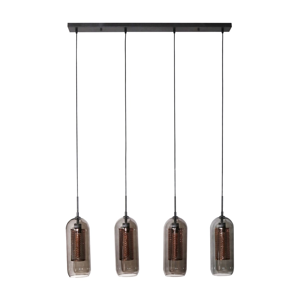 4L-Pendelleuchten Smoke E27 – schwarz mit Kupfer Lyora 8716803512139