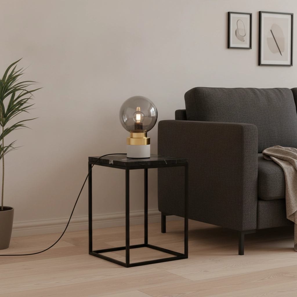 Tischlampe Juliet Grau mit Gold