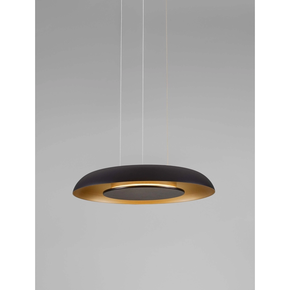 Moderne Pendelleuchte Epos Ø 40cm schwarz mit gold