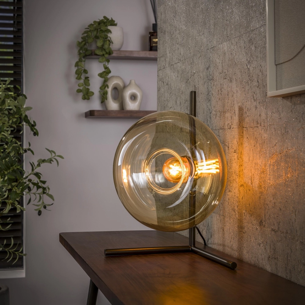 Glastischlampe Soll Ø 27 cm – bernsteinfarbenes Glas Lyora 8716803510906
