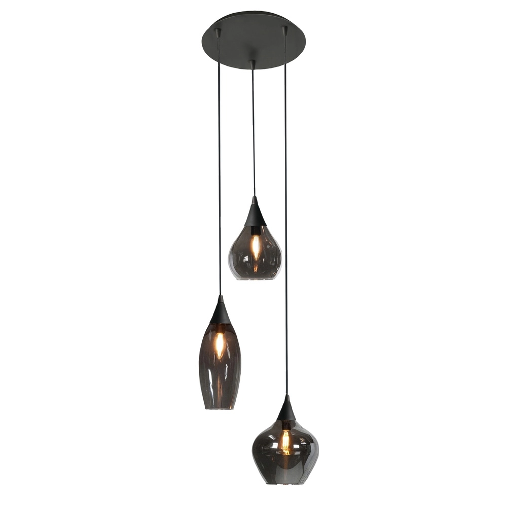 Pendelleuchte Cambio Schwarzes 3-flammiges Rauchglas