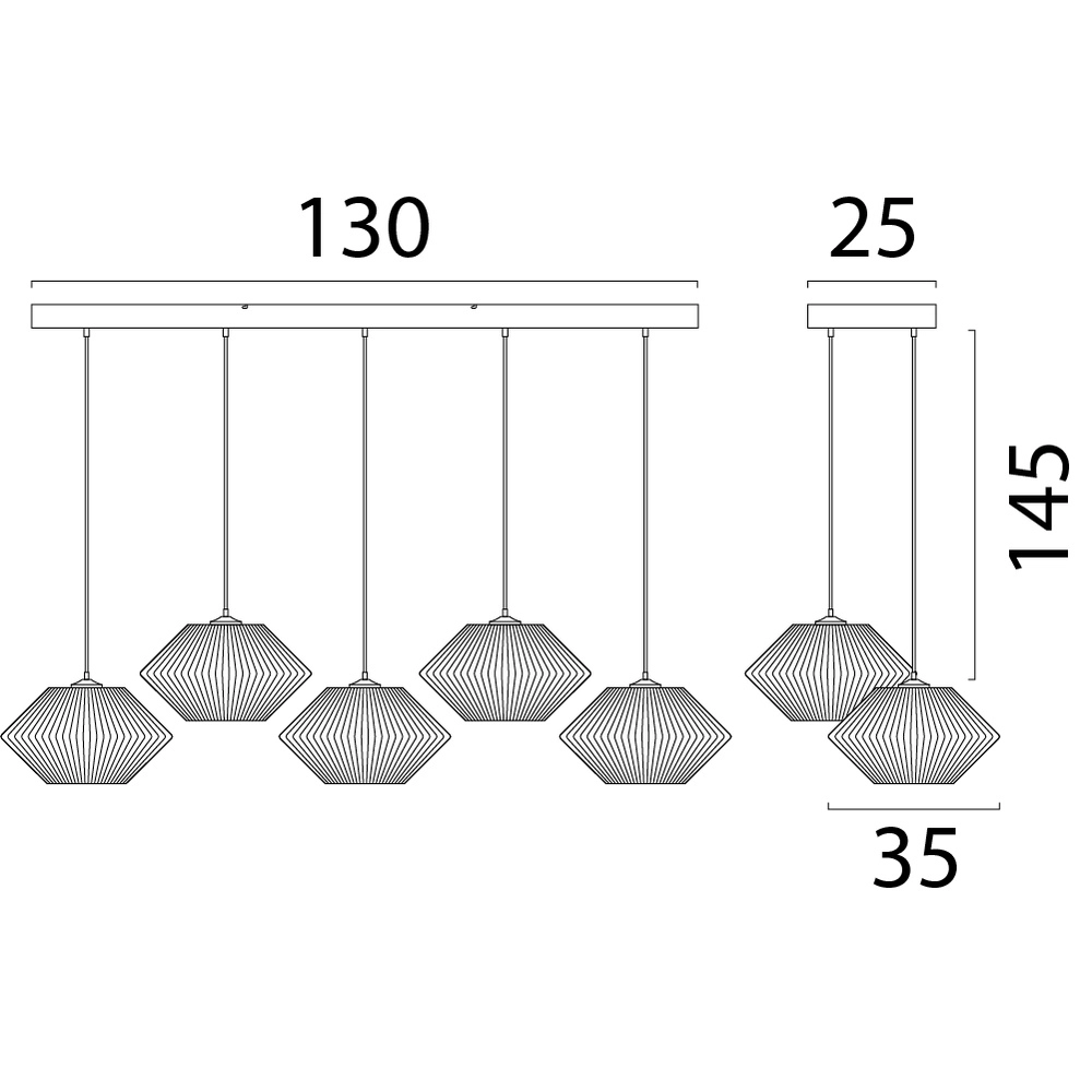Esstisch-Pendellampe Bicono 5x Ø35 cm Masterlight 8718121352855