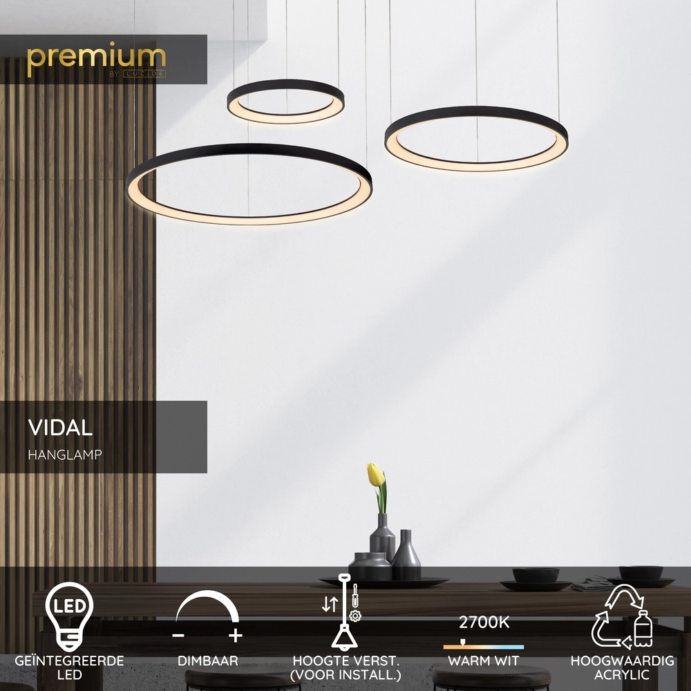Schwarze Pendellampe Vidal Konstruktion Premium by Lucide 5411212460950