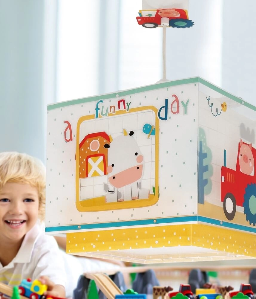 Kinderzimmer-Hängelampe My Farm gelb mit weiß Dalber 8420406634029