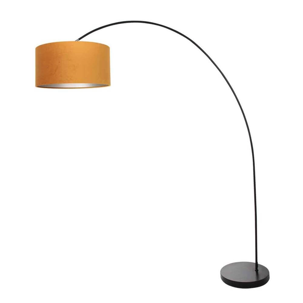 Bogenlampe Solva schwarz mit goldener Kapuze Steinhauer 8712746174700