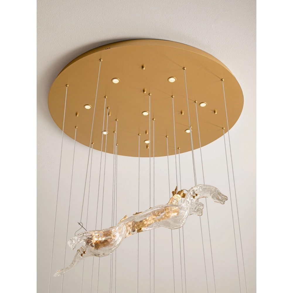Goldene Pendellampe Avesa mit klarem Glas Ø 100 cm Lyora 5212063500440
