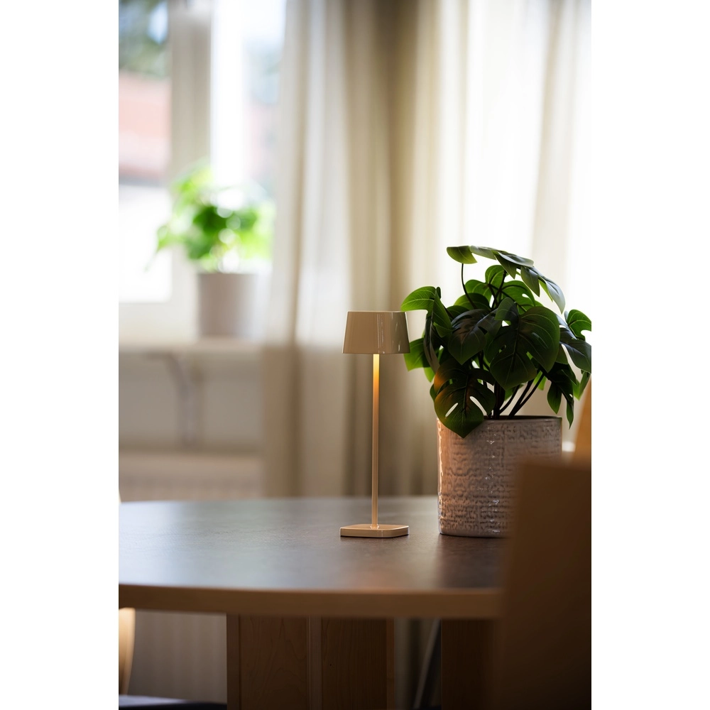 Tischlampe Capri mini sandbrauner glänzender wiederaufladbarer KonstSmide 7318300030386