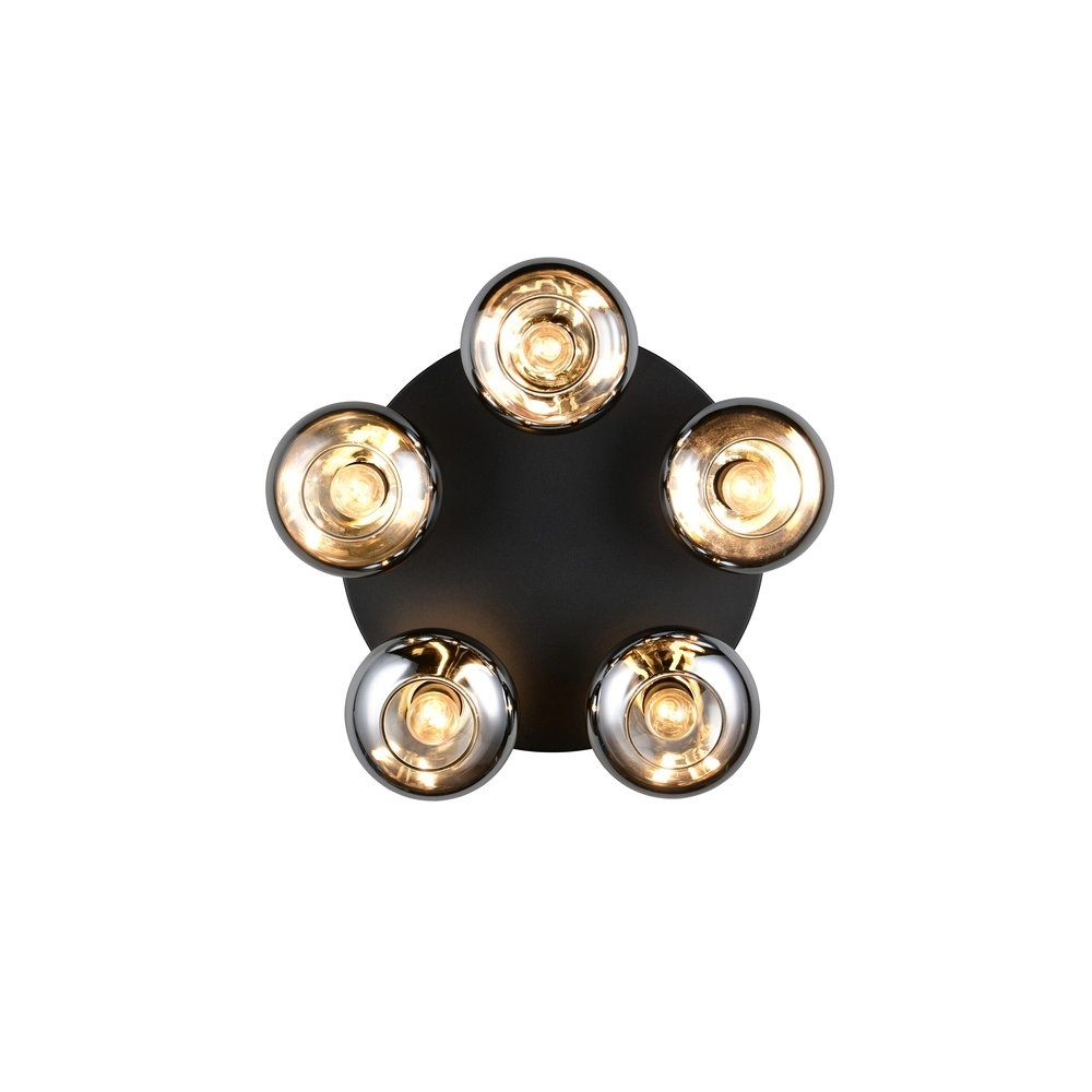 Deckenlampe Divina 5-flammig schwarz mit Rauchglas Trio 4017807667462