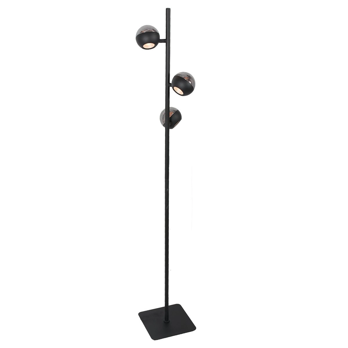 LED-Stehlampe Belluno 3-Licht Schwarz – Glas