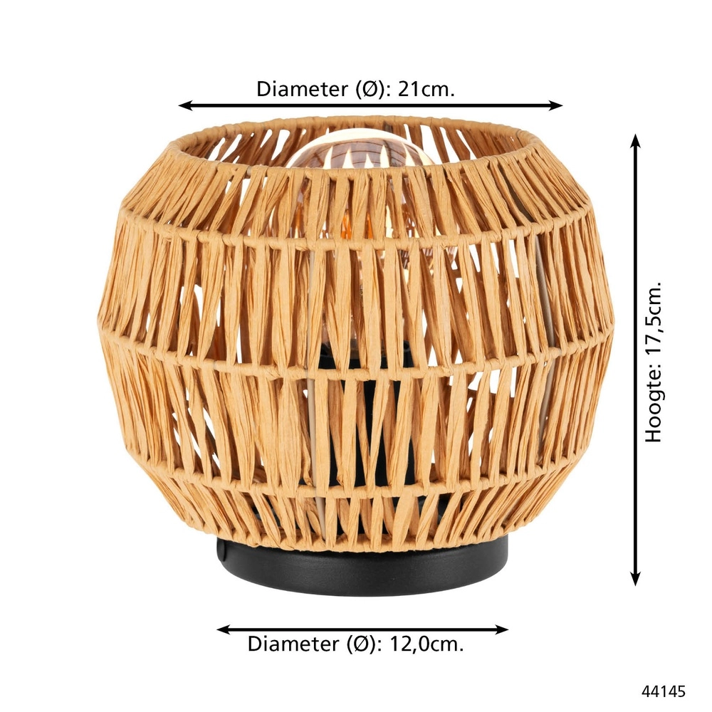 Tischleuchte aus Rattan Sheldon Ø 21cm Eglo 9008606359806
