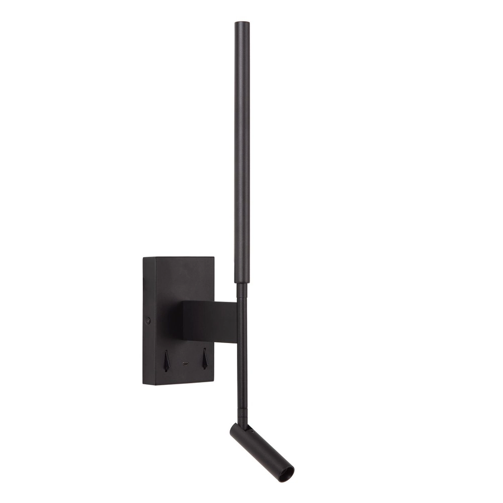 Design-Wandlampe Finan mit Leselampe und USB-Ladepunkt schwarz Lucide 5411212680020