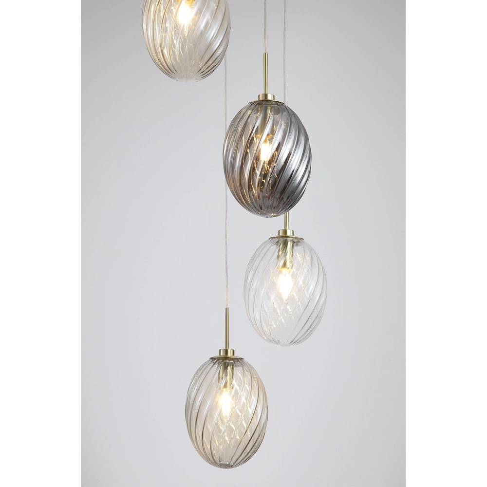 5-flammige Pendelleuchte Whirl rundes farbiges Glas Searchlight 5053423285931