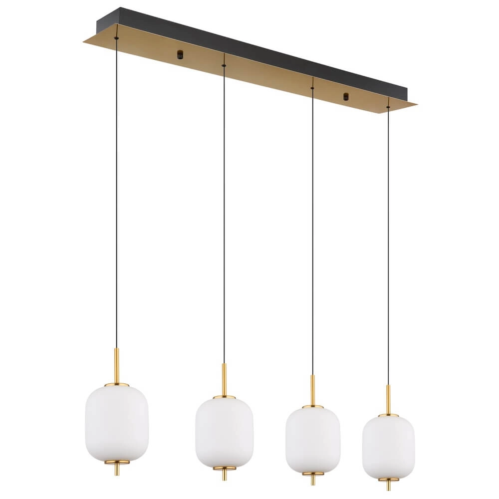 Goldene Pendelleuchte Ewald 4-flammiges Weißglas Globo 9007371449583