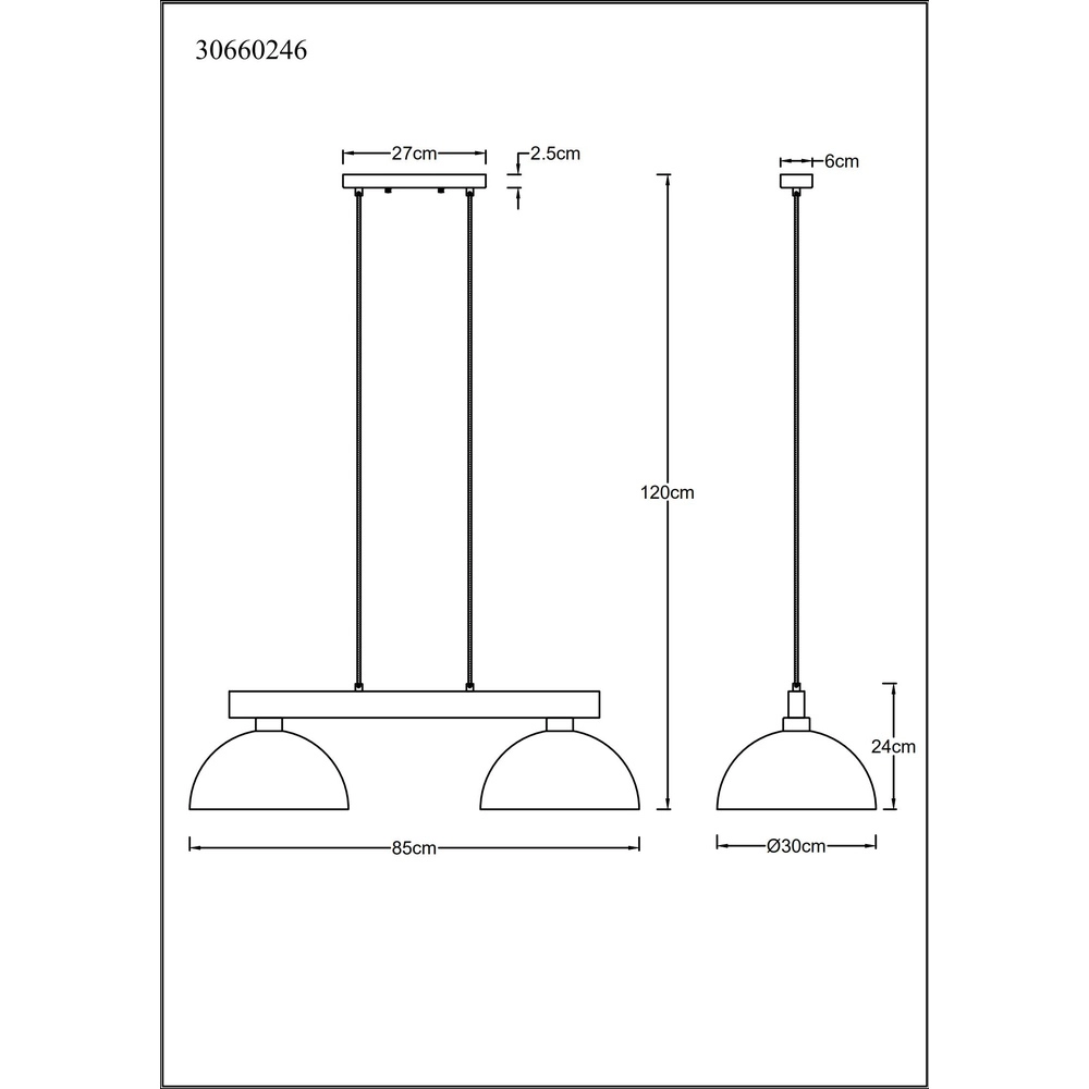 Land-Pendellampe Romy 2-helliges Schwarz mit Holz Globo 9007371583355