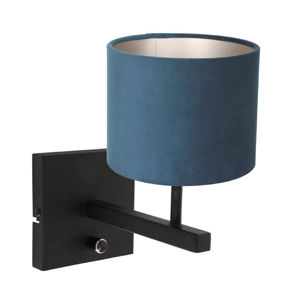 Wandleuchte aus Samt Stang blau mit schwarz Steinhauer 8712746147391