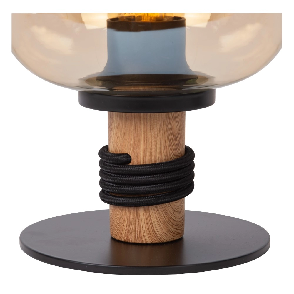 Tischlampe Ilona schwarz mit bernsteinfarbenem Glas Lucide 5411212452696