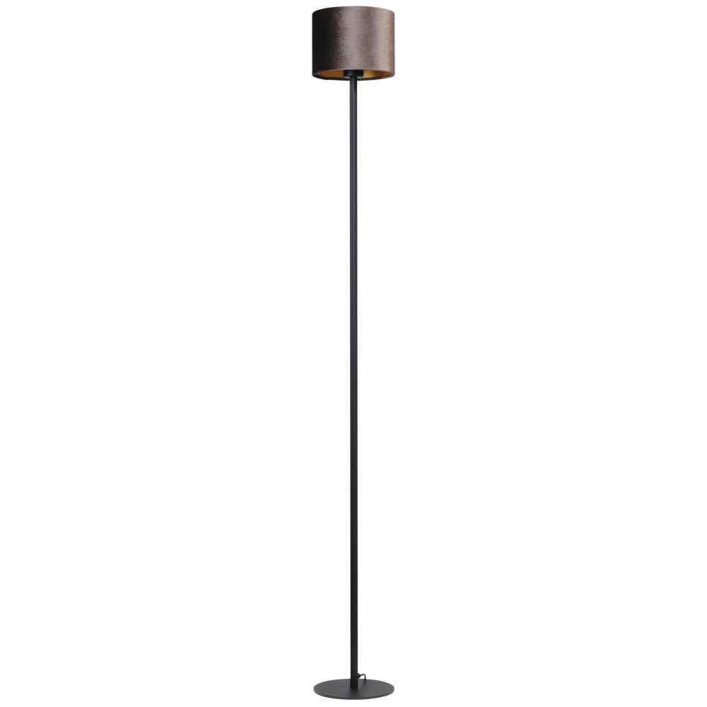 Schwarze Stehlampe Venus 175cm mit braunem Lampenschirm