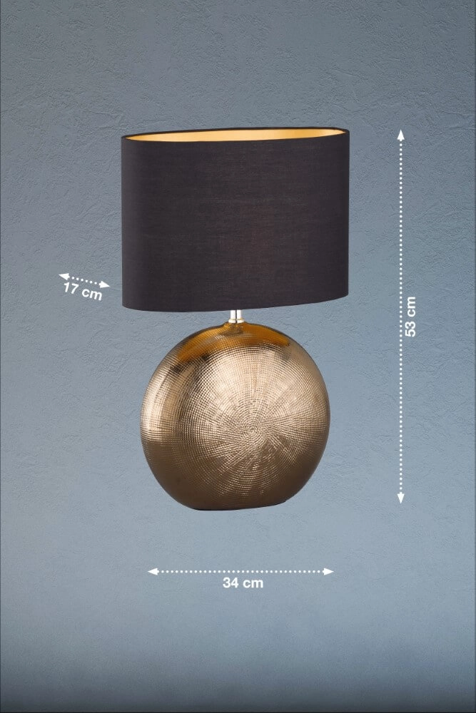 Tischleuchte gold mit schwarz Foro 53cm Fischer & Honsel 4003694505567