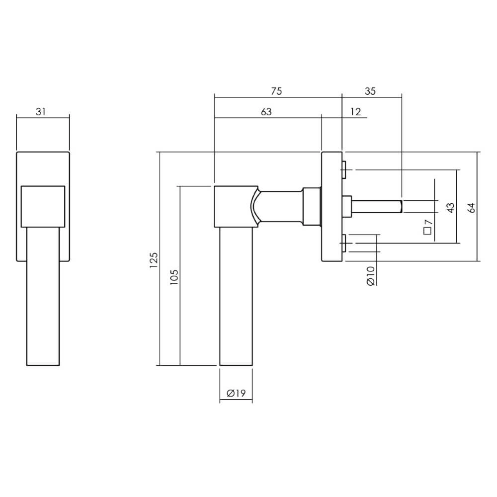 Fenstergriff in L-Form Recht Edelstahl Intersteel 8714186562017