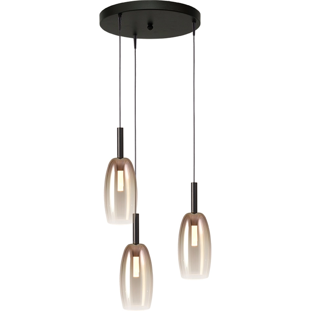 3L vide Pendellampe Lido Olive mit Ø 11,5 cm goldverblasstem Glas Masterlight 8718121325088