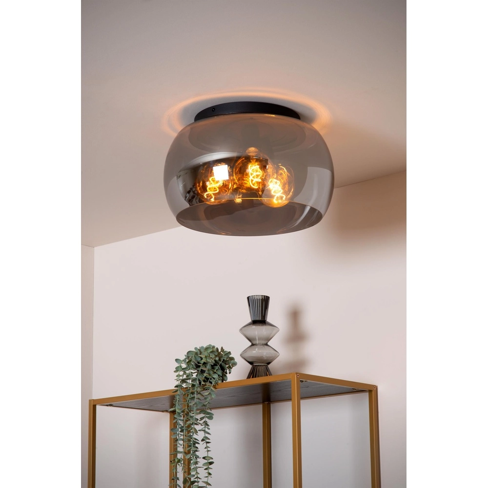 Deckenlampe Olivia Ø 40 cm schwarz mit Rauchglas Lucide 5411212452085