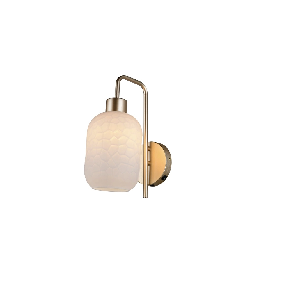 Wandlampe Emelie Gold mit weißem Glas