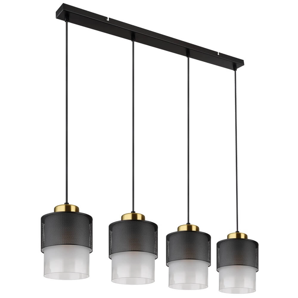Pendelleuchte Olga 4-flammig schwarz mit Mesh Globo 9007371455485