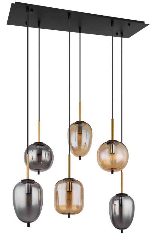 Hängelampe mit 6 Leuchten Blacky Schwarz Globo 9007371440702