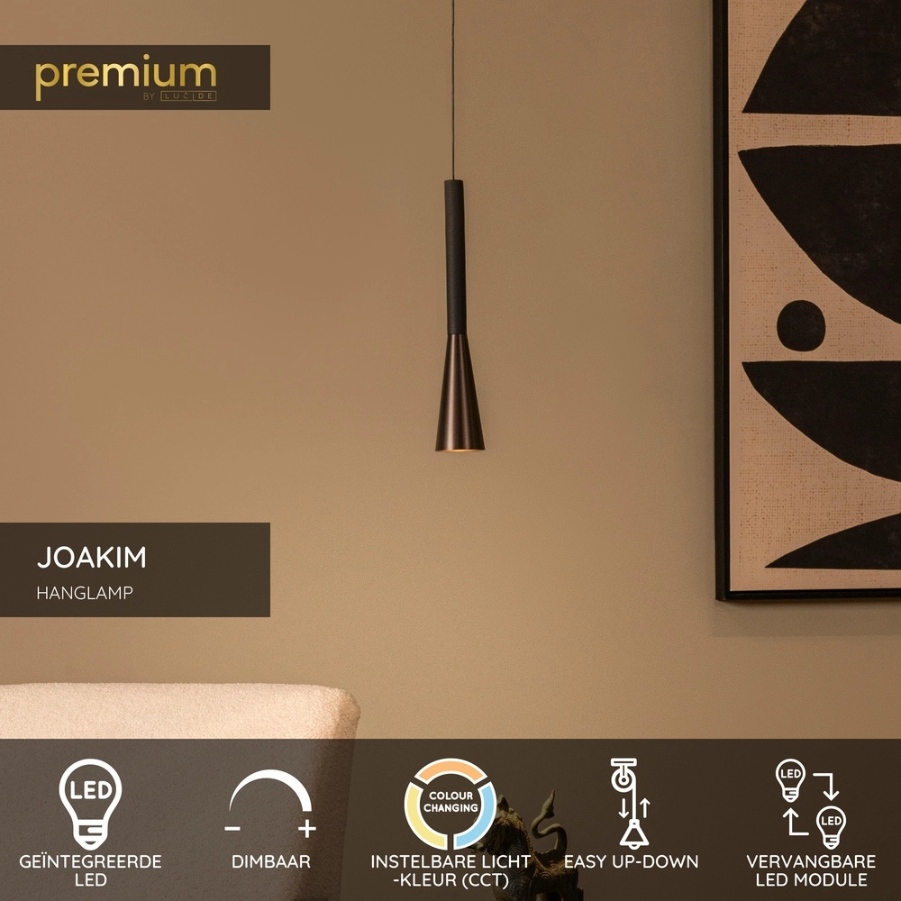 Design-Pendellampe Joakim 1-helle Kaffeebraun Premium by Lucide 5411212242112