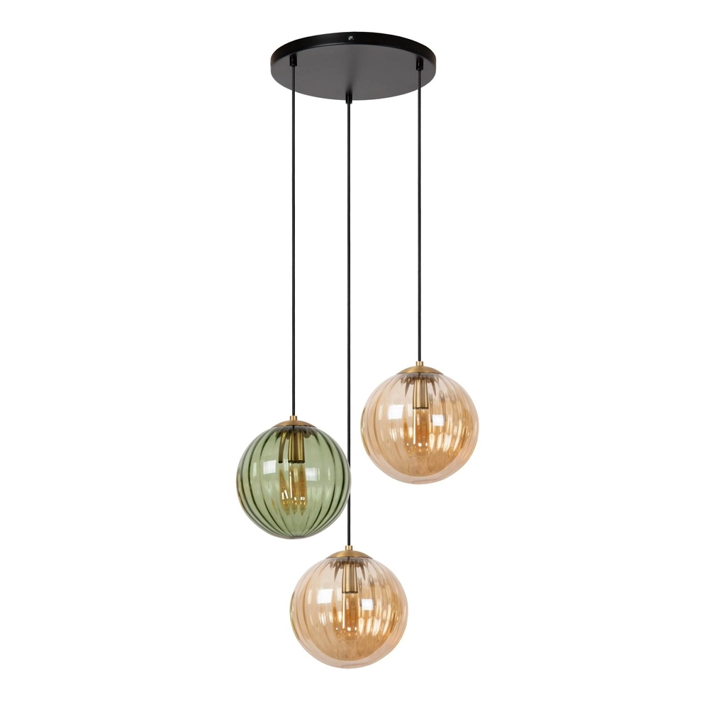 Design-Pendellampe Monsaraz Grünes und bernsteinfarbenes Glas