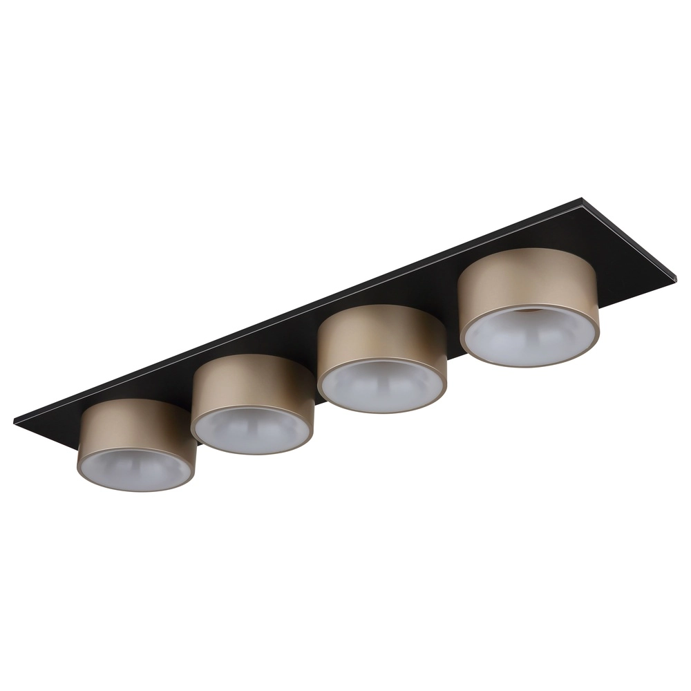 4-Licht Deckenlampe Raymond schwarz mit Champagner Globo 9007371525874