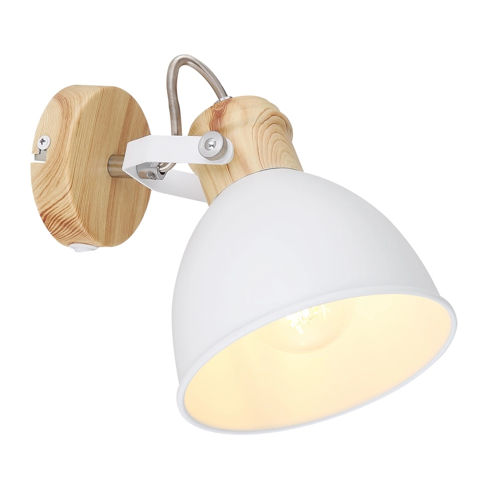 Skandinavische Wandlampe Wiho Weiß mit Holz