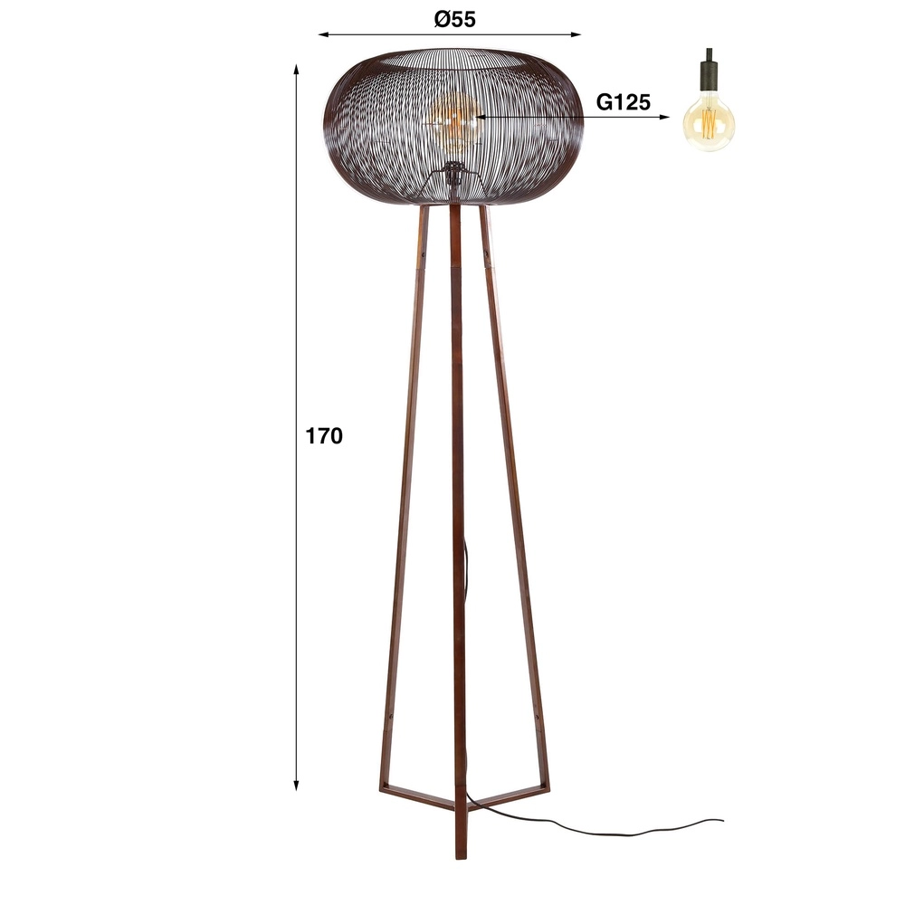 Drahtlampen-Stehlampe Copper Ø 55cm - 1x E27 Lyora 8716803513273