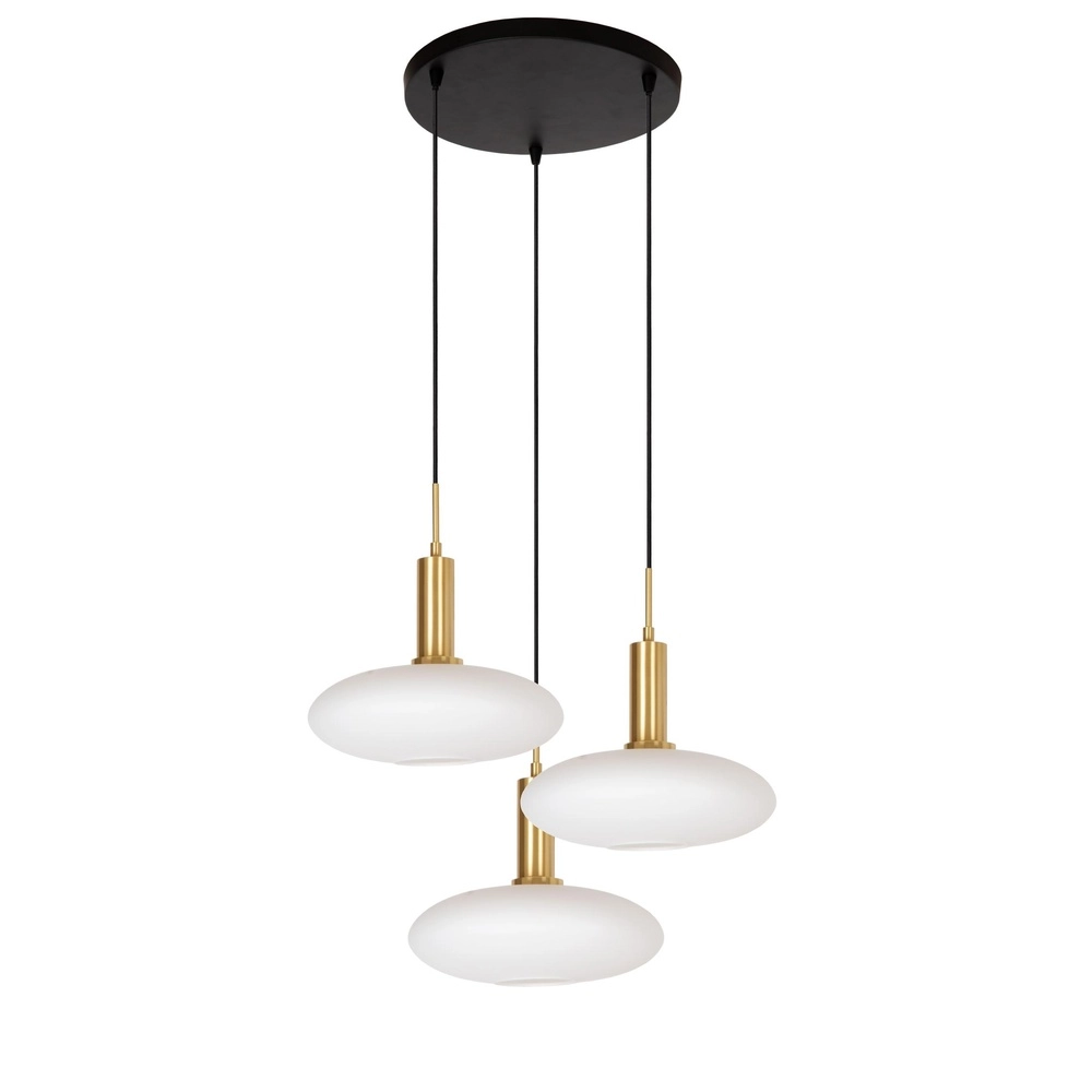 Design-Pendellampe Singala 3-hell rundes Gold mit Weiß