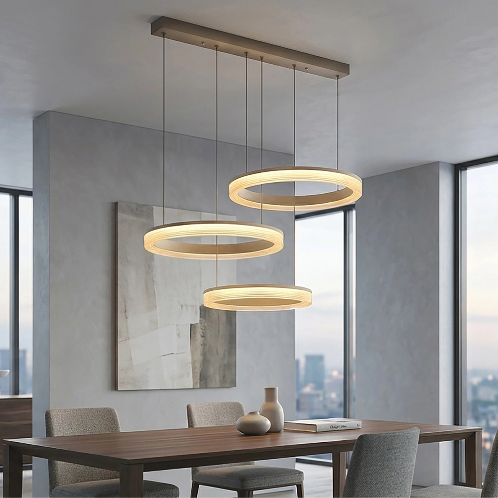 Design-Pendellampe Lumen Rings Sandbraun Searchlight 5,05342E+12