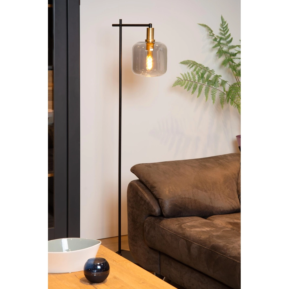 Stehlampe Joanet Schwarz mit Rauchglas Lucide 5411212451606
