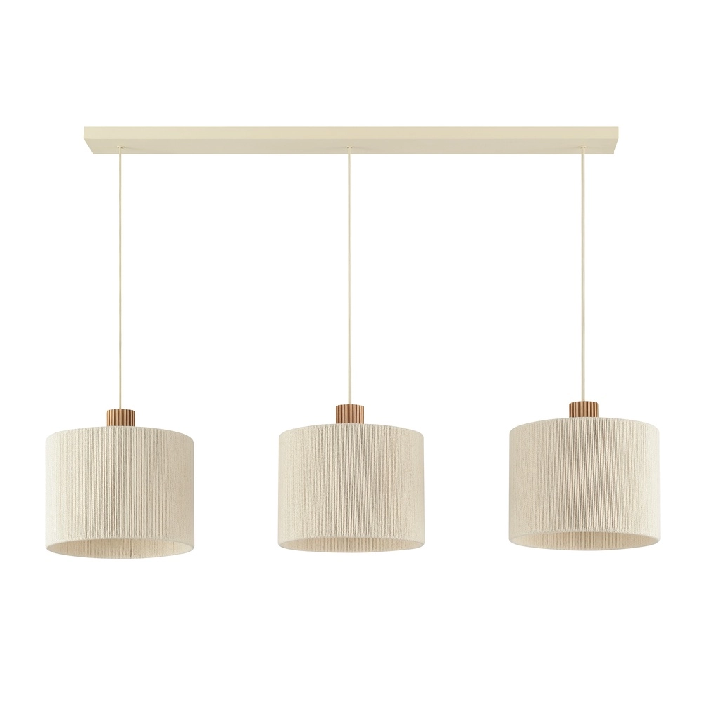 Beige Pendellampe Arlo Mit Holz-Japandi 3-Lampen Brilliant 4004353477102