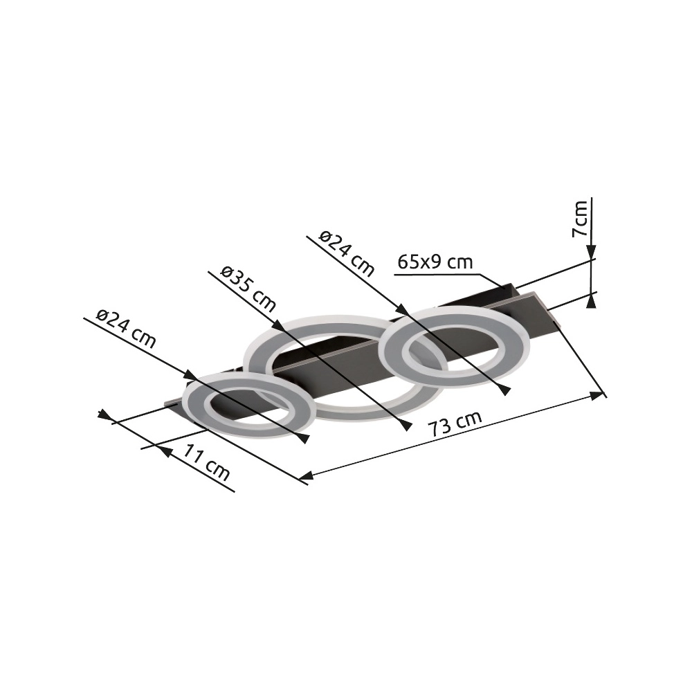 Design-Deckenlampe Jayden Anthrazit 3 Ringe Globo 9007371456055