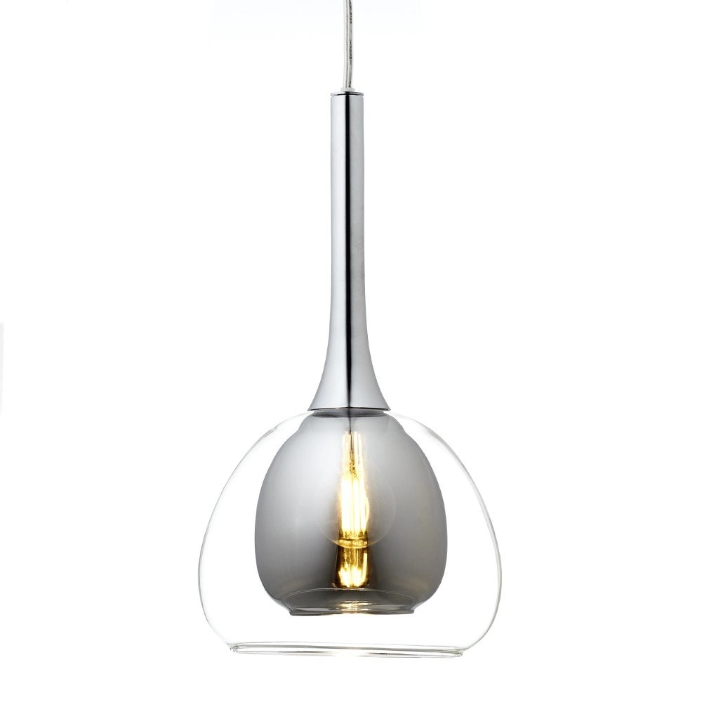 Hängeleuchte für Esszimmer Hadan Chrom mit Rauchglas Brilliant 4004353360848